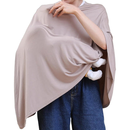 Seejoy 360 degree nursing poncho front view in warm taupe