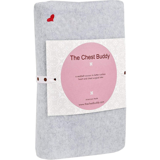 The Breast and Chest Buddy seatbelt cushion front view in solid gray