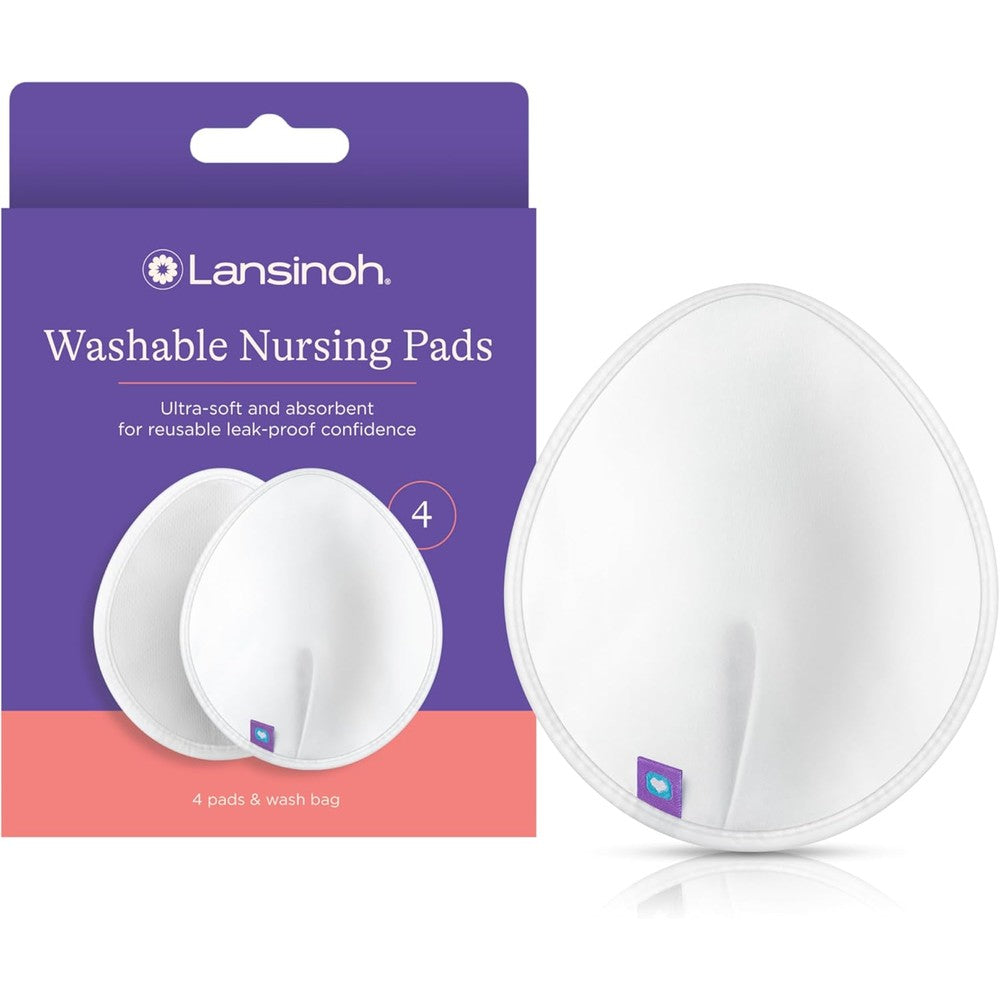 Lansinoh Reusable Nursing Pads 4 count white front packaging view