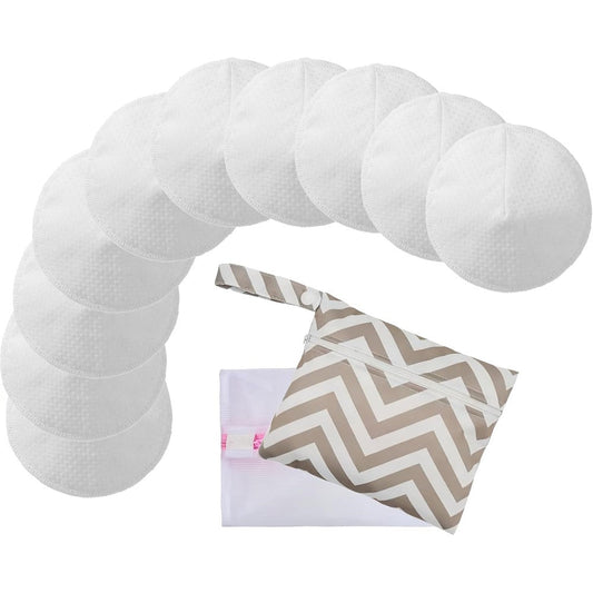 Oiikain reusable bamboo nursing pads 10-pack front view