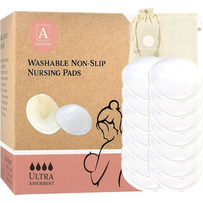 Azollia 14 pack organic cotton reusable nursing pads front view