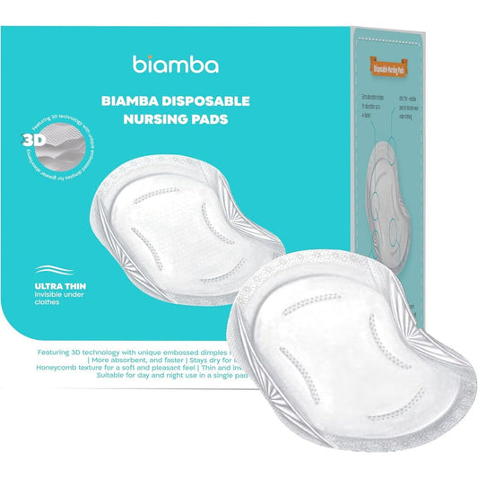 Biamba disposable nursing pads 60 pack front packaging view