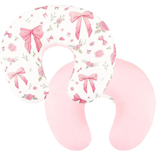 Jundetye nursing pillow cover pink rose front view