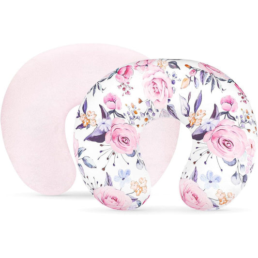 Pea Pod minky nursing pillow cover with floral print front view