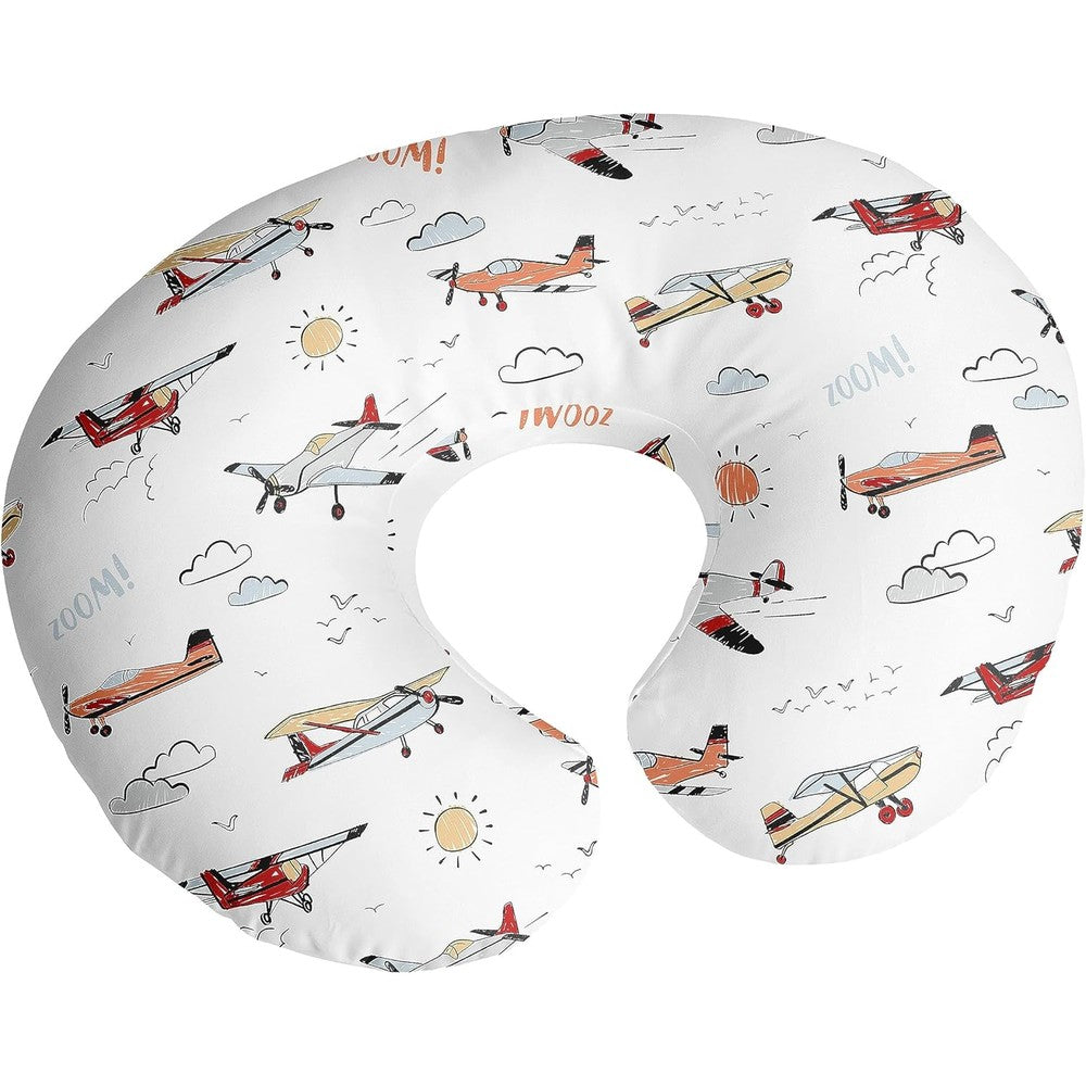 Sweet Jojo Designs vintage airplane nursing pillow cover front view