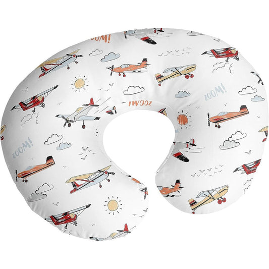 Sweet Jojo Designs vintage airplane nursing pillow cover front view
