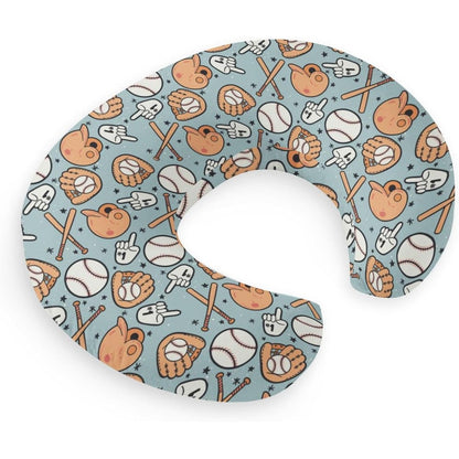 HawSkgFub Baseball Nursing Pillow Cover front view featuring blue ballpark design