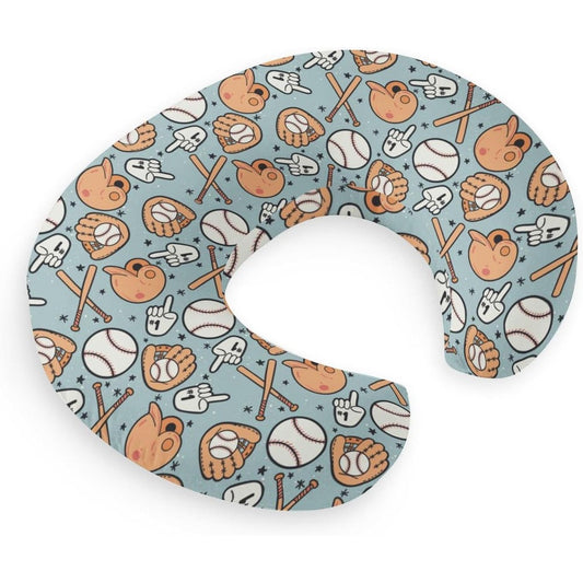 HawSkgFub Baseball Nursing Pillow Cover front view featuring blue ballpark design
