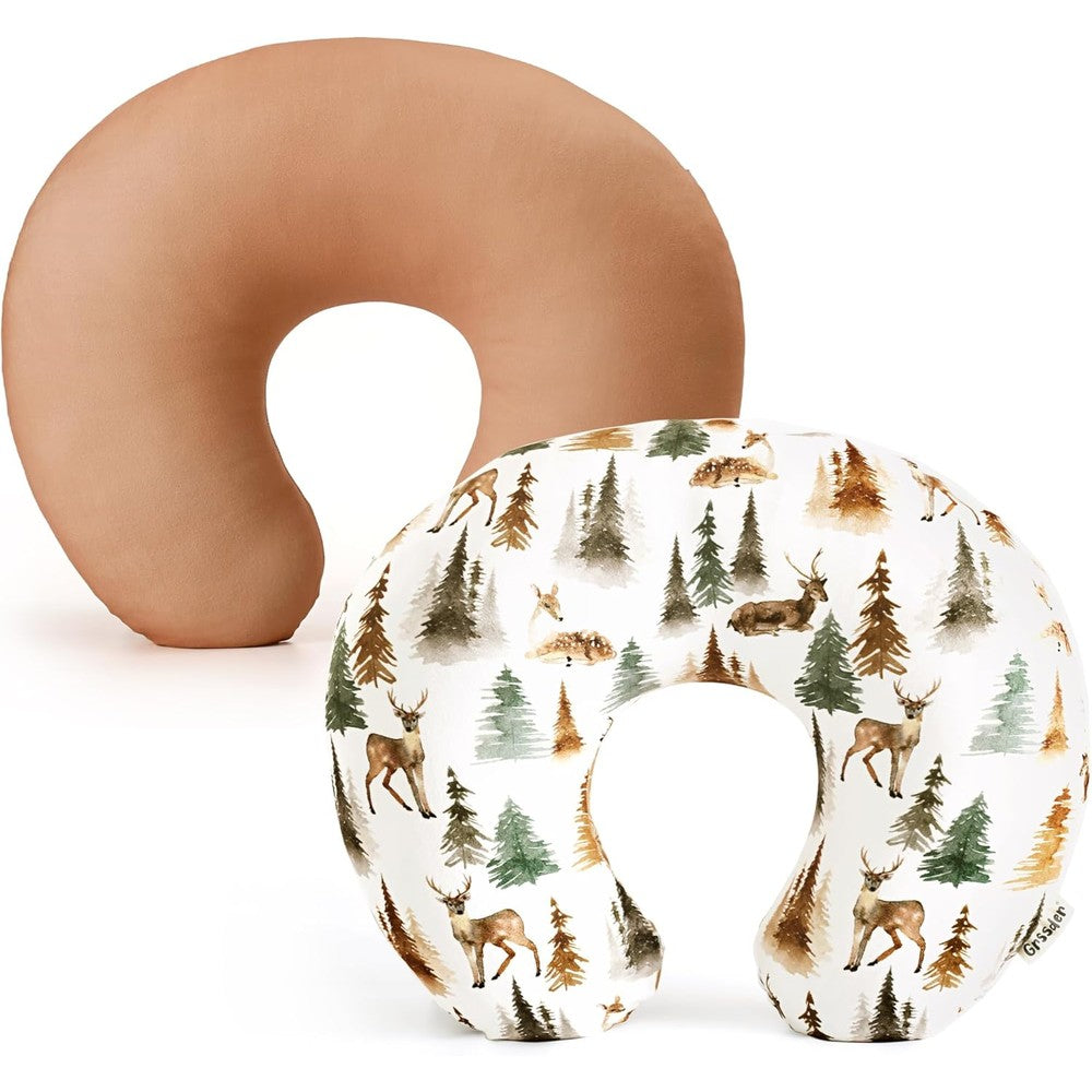 Grssder nursing pillow covers front view with forest deer pattern