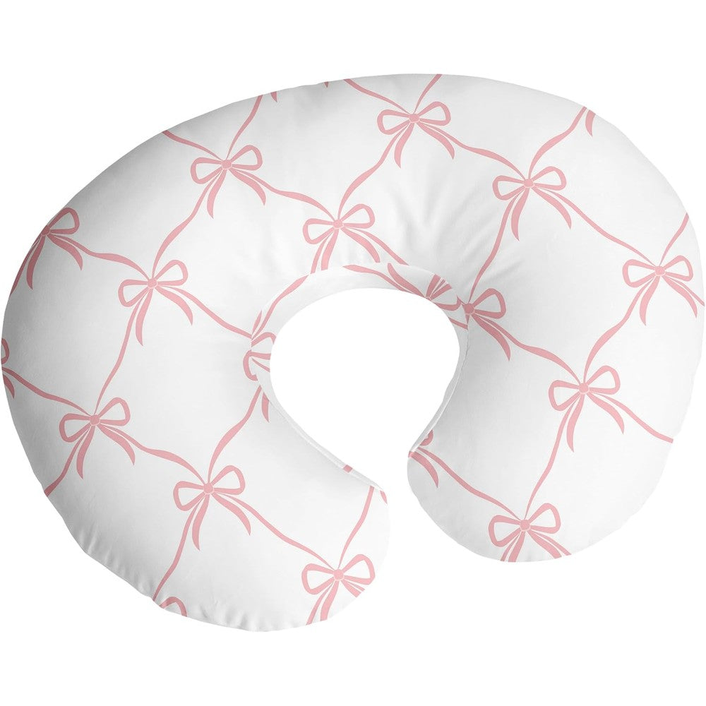 Sweet Jojo Designs Pink Bows nursing pillow cover front view