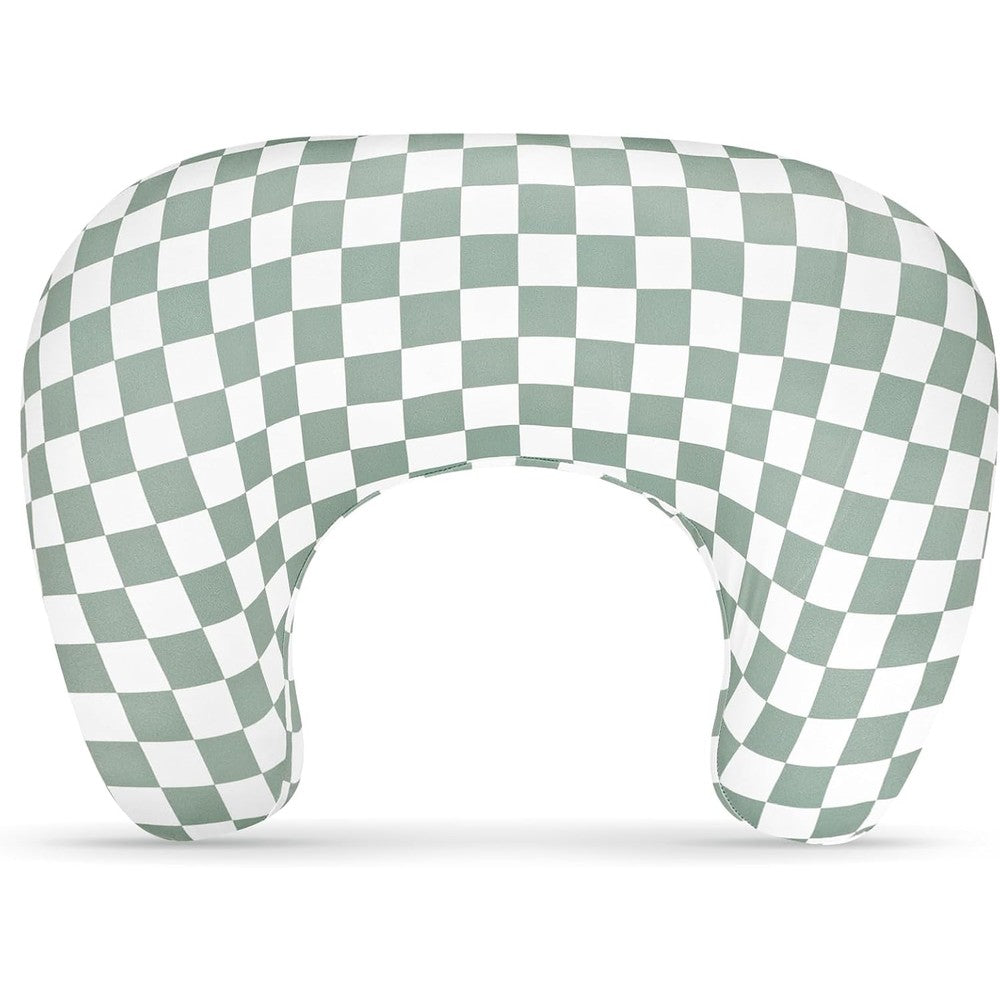 Swesen Dilimi green checkered nursing pillow cover front view