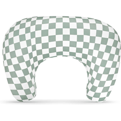 Swesen Dilimi green checkered nursing pillow cover front view