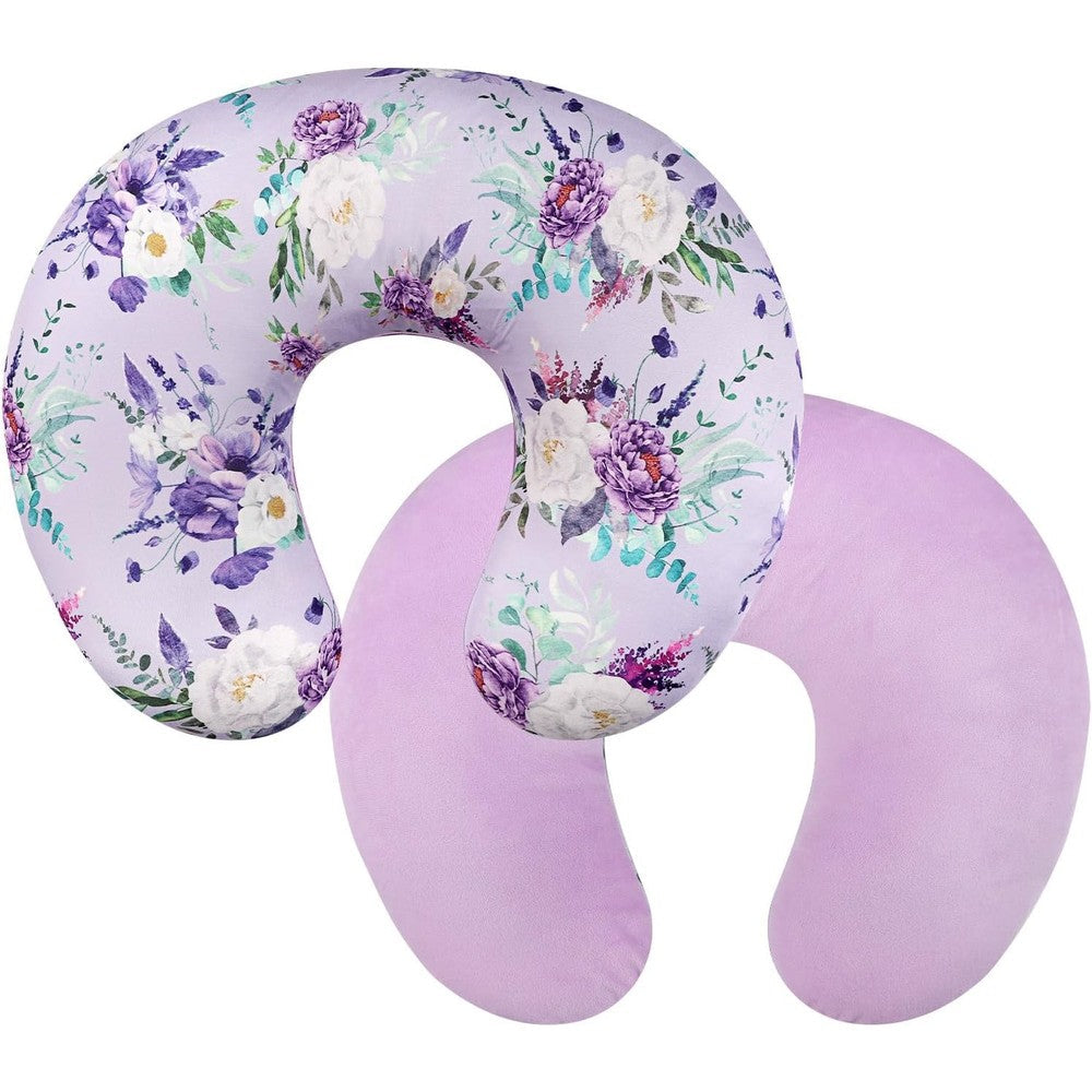 Caruili purple floral nursing pillow cover front view