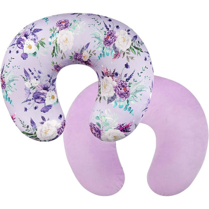 Caruili purple floral nursing pillow cover front view