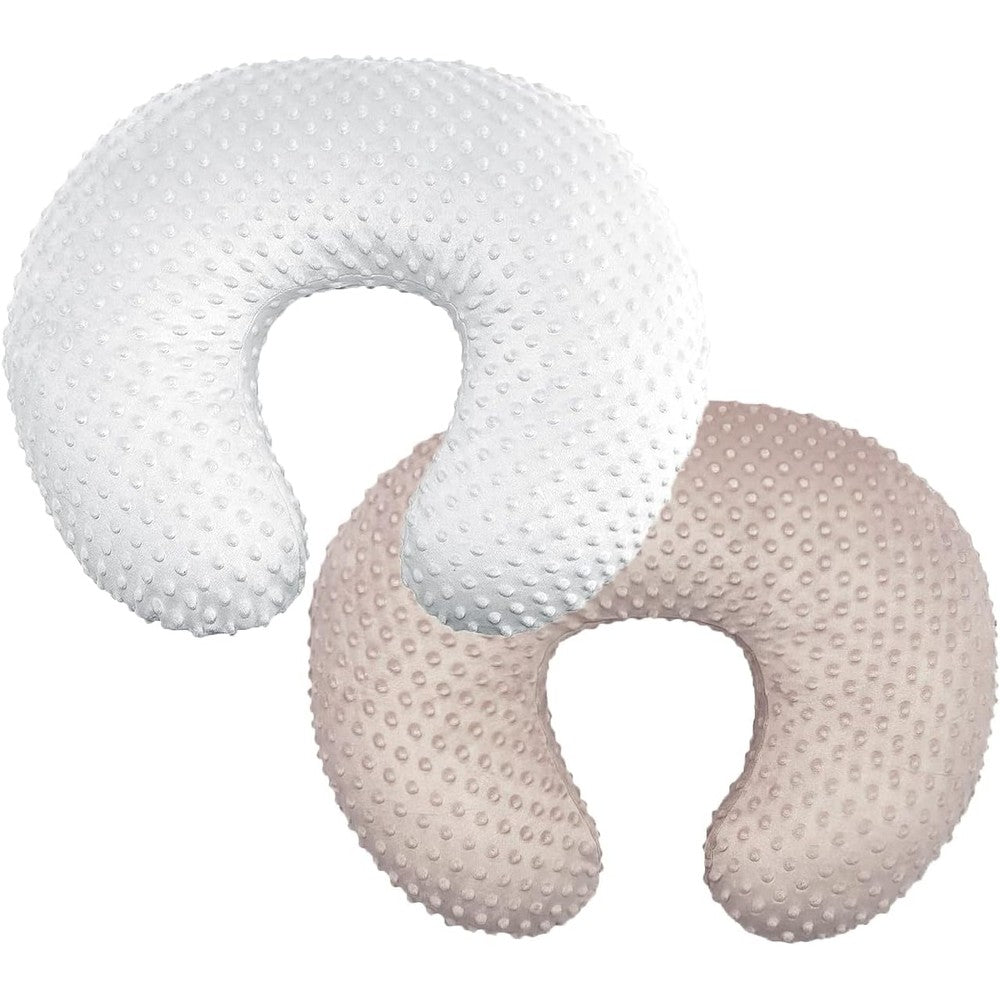 Owlowla 2 Pack Nursing Pillow Cover White and Khaki set front view