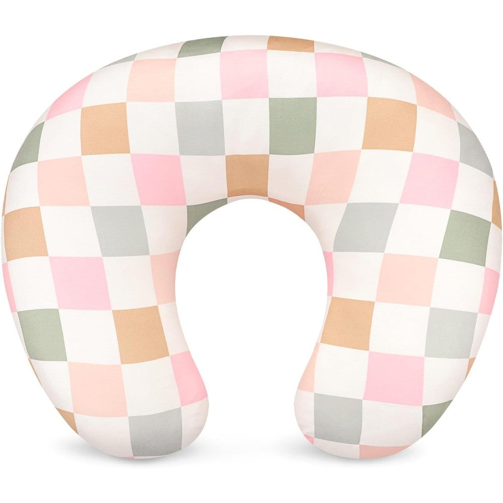 Dilimi nursing pillow cover front view colorful checkerboard