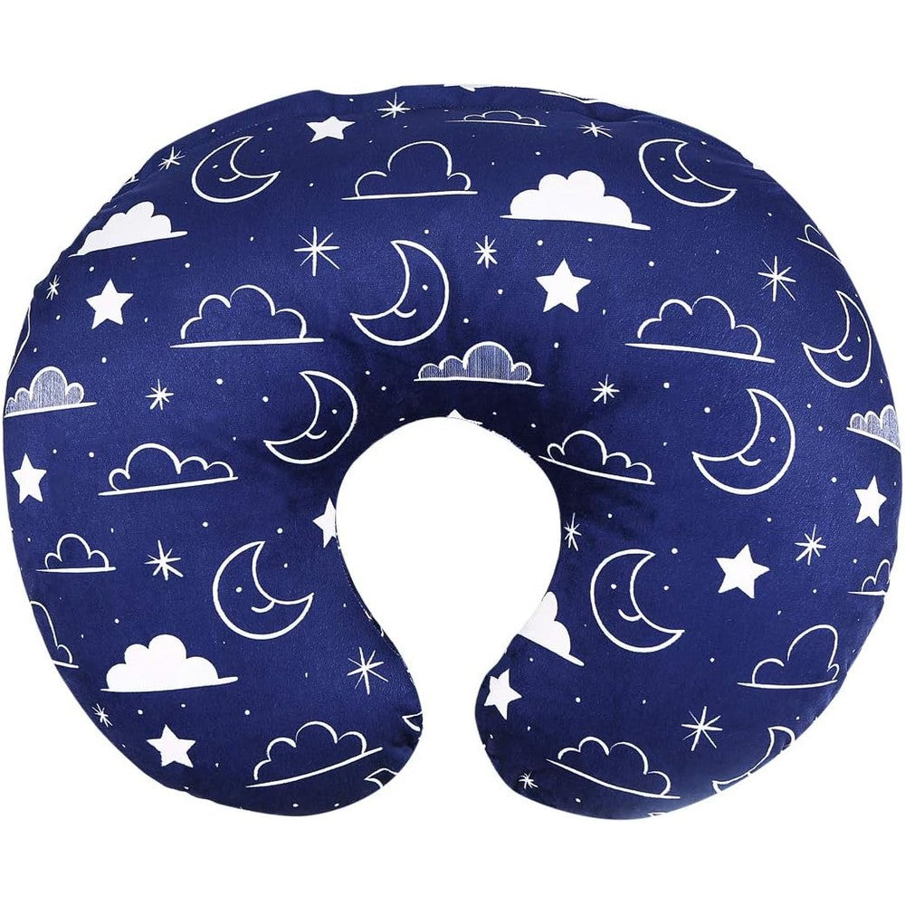 IBraFashion minky nursing pillow cover navy blue stars pattern front view