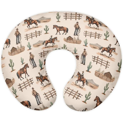 Tongluoye Cowboy Nursing Pillow Cover front view featuring beige western horse pattern.