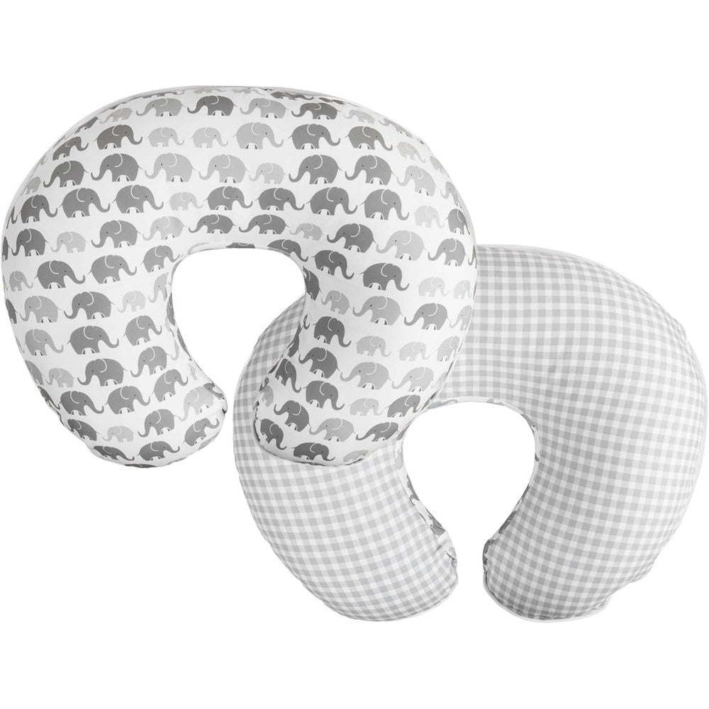 Boppy Nursing Pillow Cover Gray Elephants front view