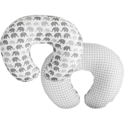 Boppy Nursing Pillow Cover Gray Elephants front view