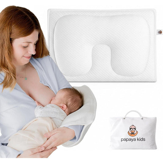 Povkufii baby feeding arm pillow with geometric pattern front view