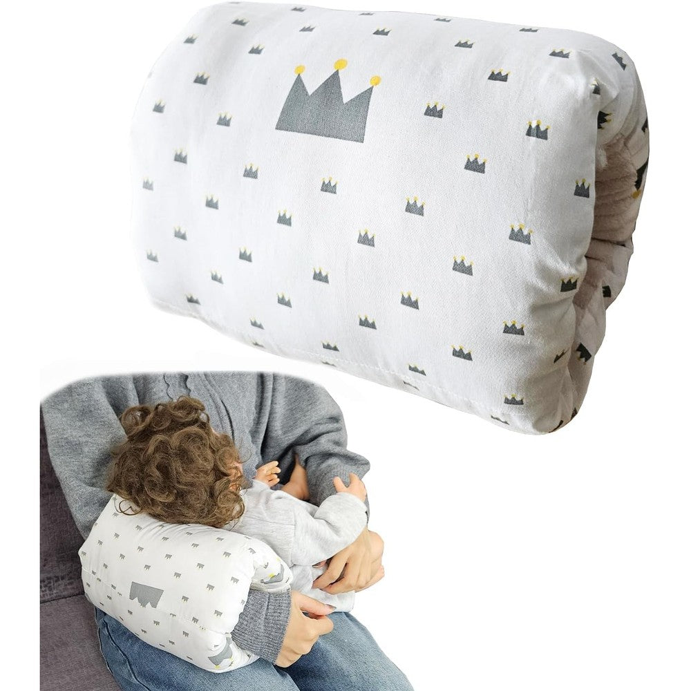 Povenk Baby Nursing Arm Pillow front view with white crown design