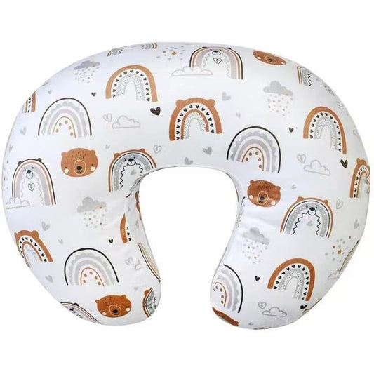 Owlowla Ievolve minky nursing pillow cover rainbow bear pattern front view