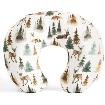 Klwjfk Nursing Pillow front view with deer print cover for breastfeeding support