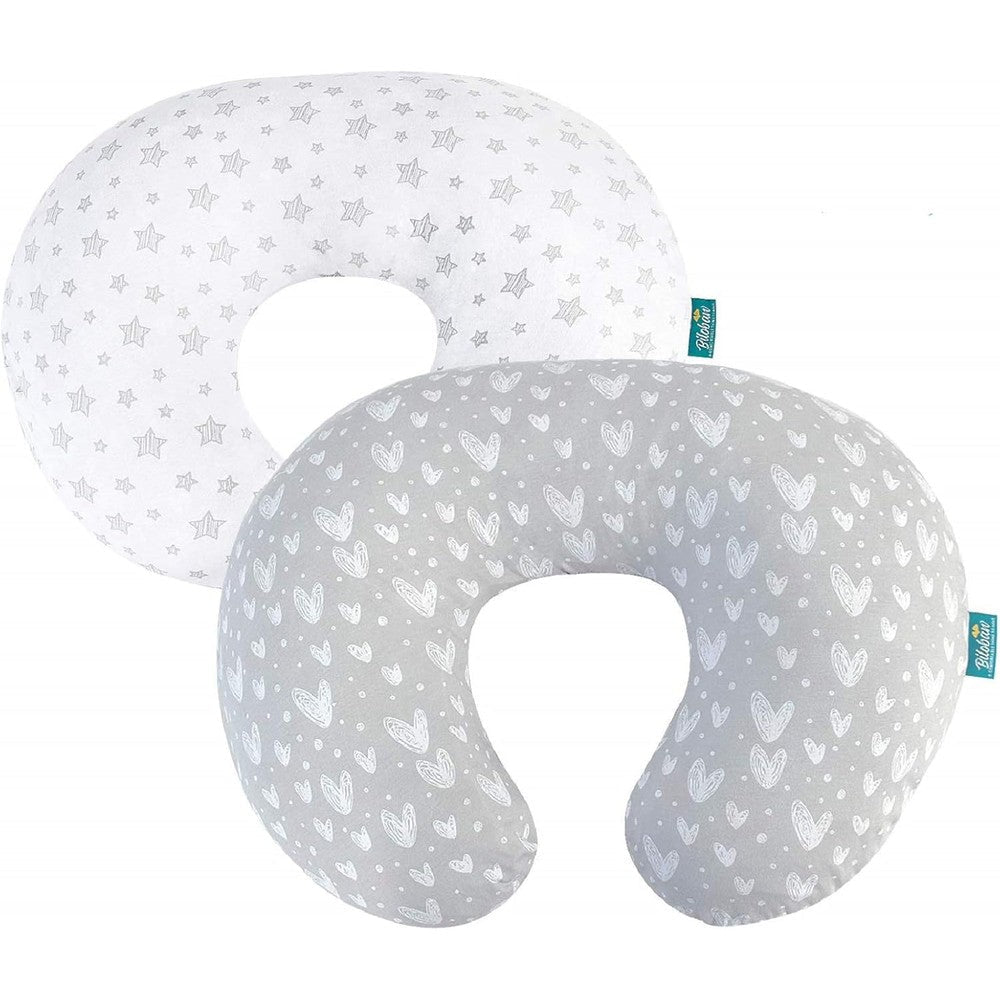 Biloban nursing pillow cover 2 pack set in grey and white