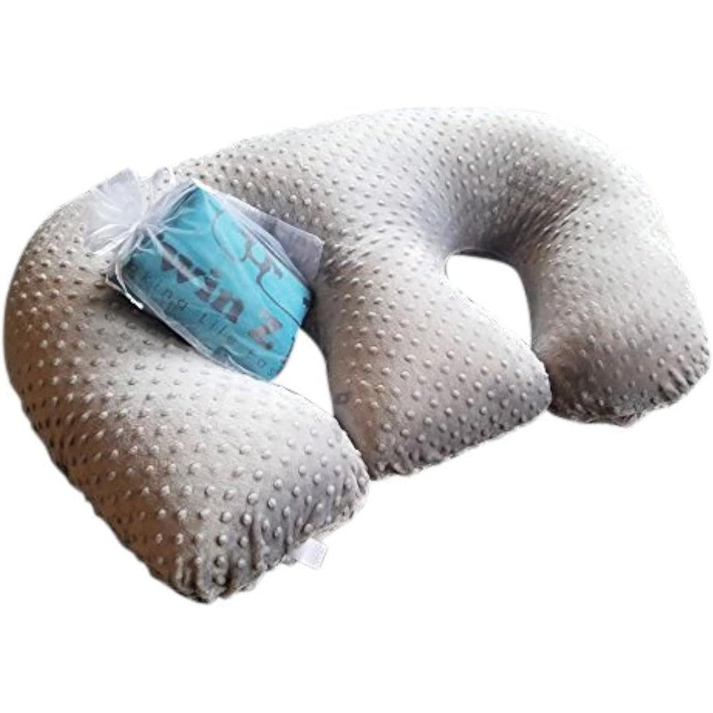 Twin Z 6-in-1 twin feeding pillow in grey with front view