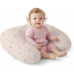 Little Grape Land Muslin Nursing Pillow front view in Fog Flower
