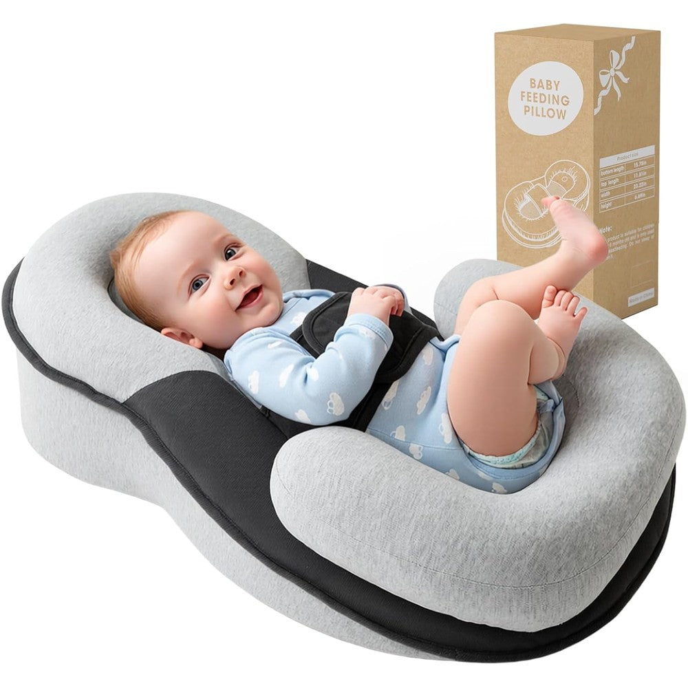 Kaatnii Tummy Time Pillow front view showing grey design