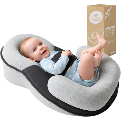 Kaatnii Tummy Time Pillow front view showing grey design