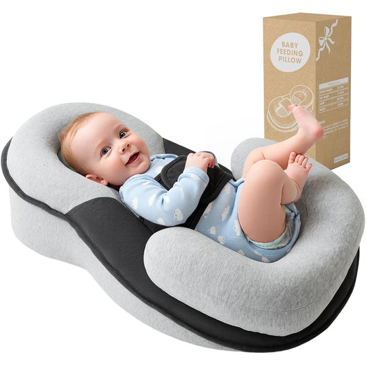 Kaatnii Tummy Time Pillow front view showing grey design