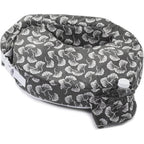 My Brest Friend Original nursing pillow front view in grey flowing fans pattern.