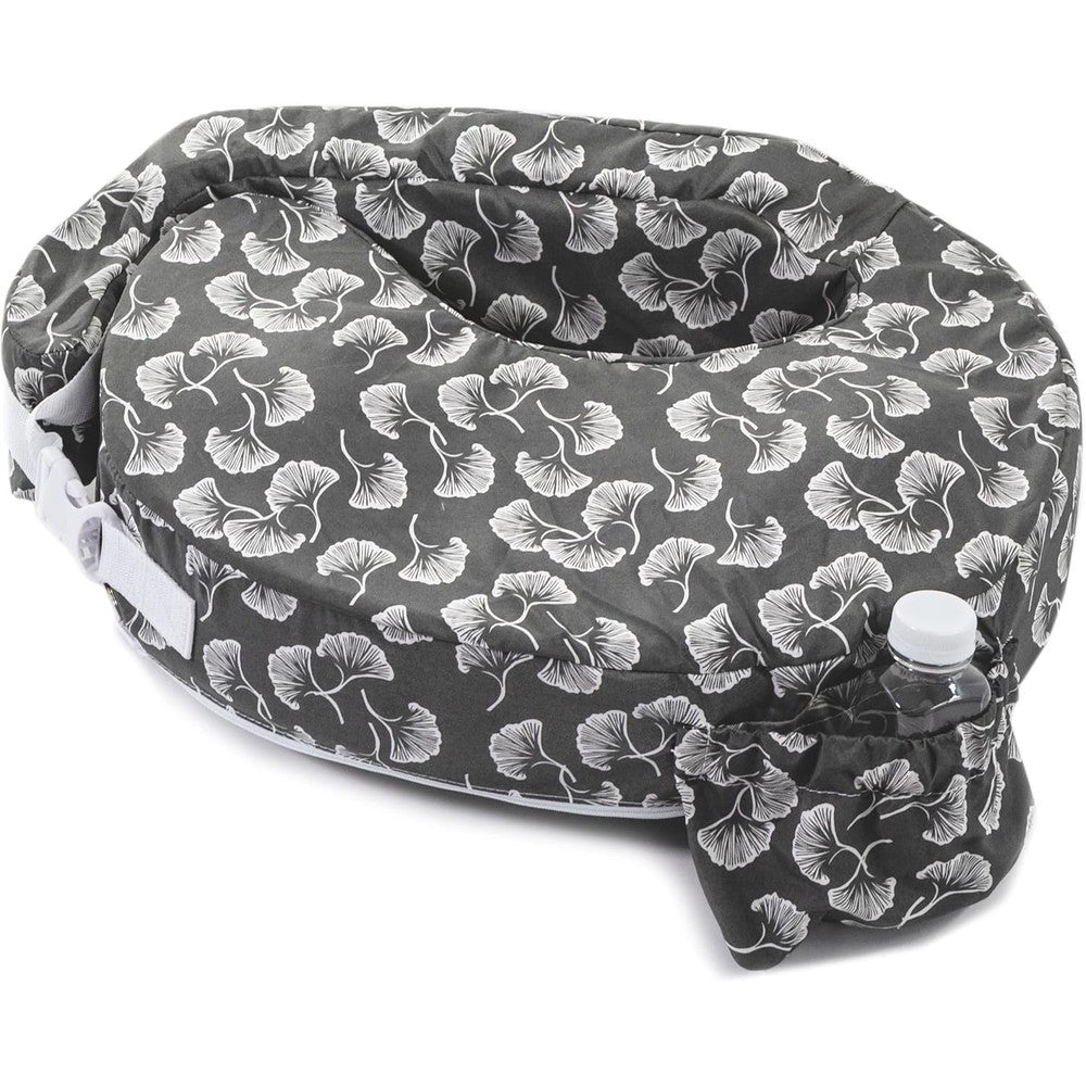 My Brest Friend Original nursing pillow front view in grey flowing fans pattern.