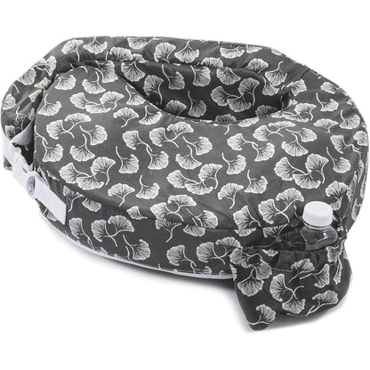 My Brest Friend Original nursing pillow front view in grey flowing fans pattern.