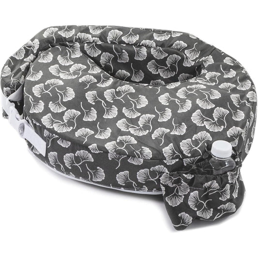 My Brest Friend Original nursing pillow front view in grey flowing fans pattern.