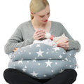 Chilling Home nursing pillow front view showing grey pattern and ergonomic design