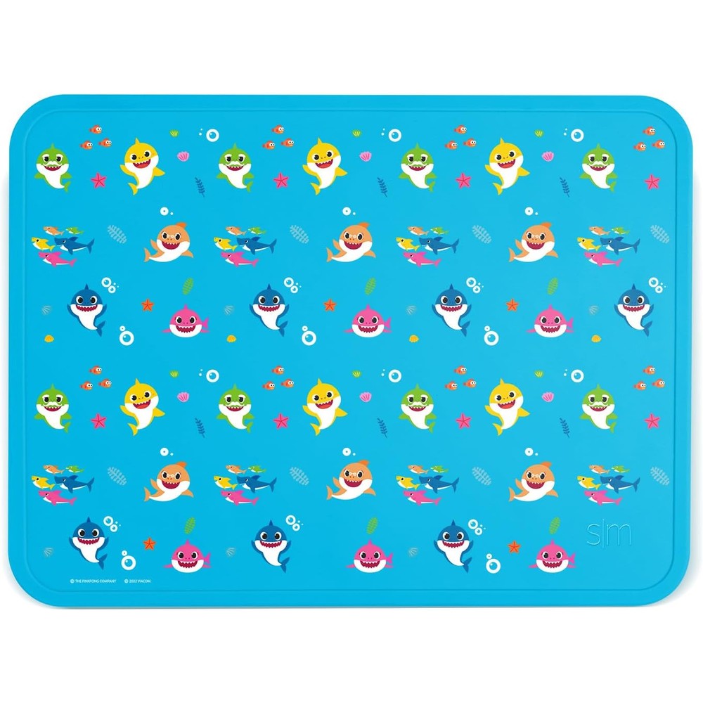 Simple Modern Baby Shark silicone placemat front view on dining table