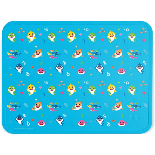 Simple Modern Baby Shark silicone placemat front view on dining table