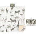 Insular baby splat mat safari print front view under high chair