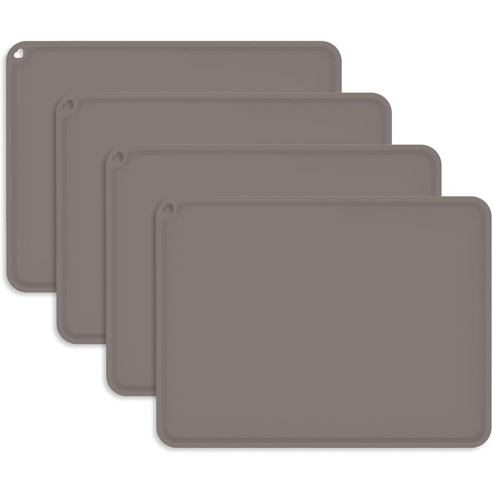 KVK Kids Silicone Placemat front view showing gray reusable toddler table mats pack of four