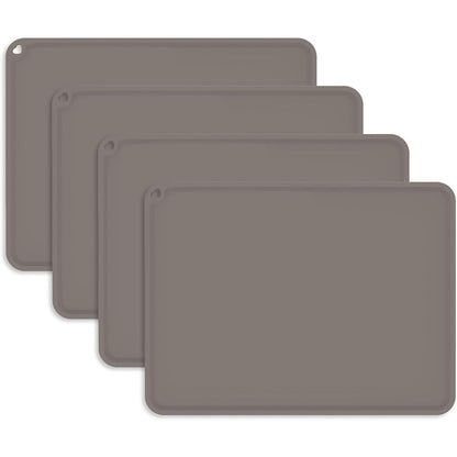 KVK Kids Silicone Placemat front view showing gray reusable toddler table mats pack of four