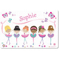 I See Me! personalized ballerina placemat front view showcasing custom name illustration for children dining table setup