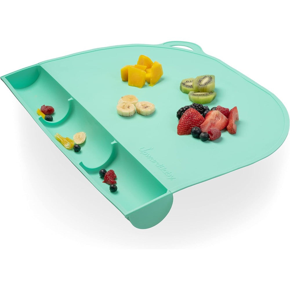 UpwardBaby rectangular silicone placemat mint front view on a clean table surface.