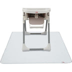 Nuby High Chair Square Floor Mat front view under a modern baby high chair protecting a wooden kitchen floor