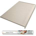 Neozense silicone craft mat front view on a wooden table with kids painting tools.