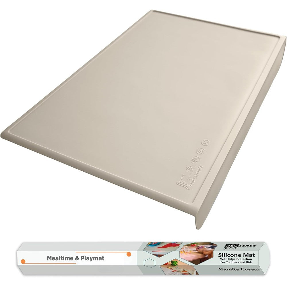 Neozense silicone craft mat front view on a wooden table with kids painting tools.
