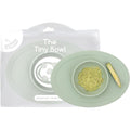 Ezpz Tiny Bowl in Sage front view showing the suction placemat base
